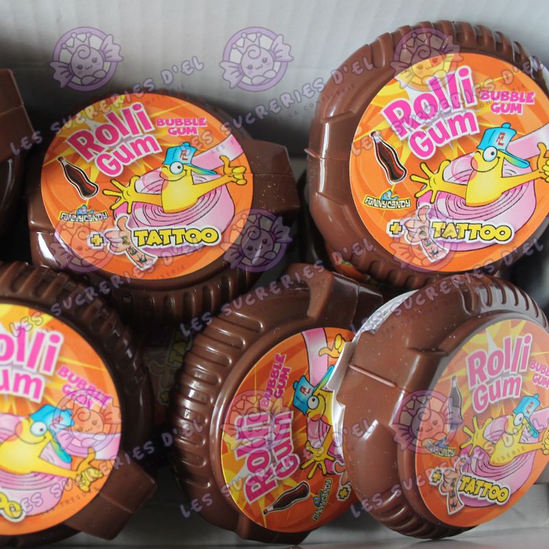 Chewing-gum dérouler cola avec tattoo Rolli Gum