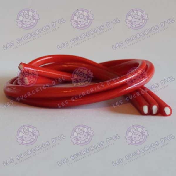 Câble fraise lisse - bonbon câble fourré saveur fraise