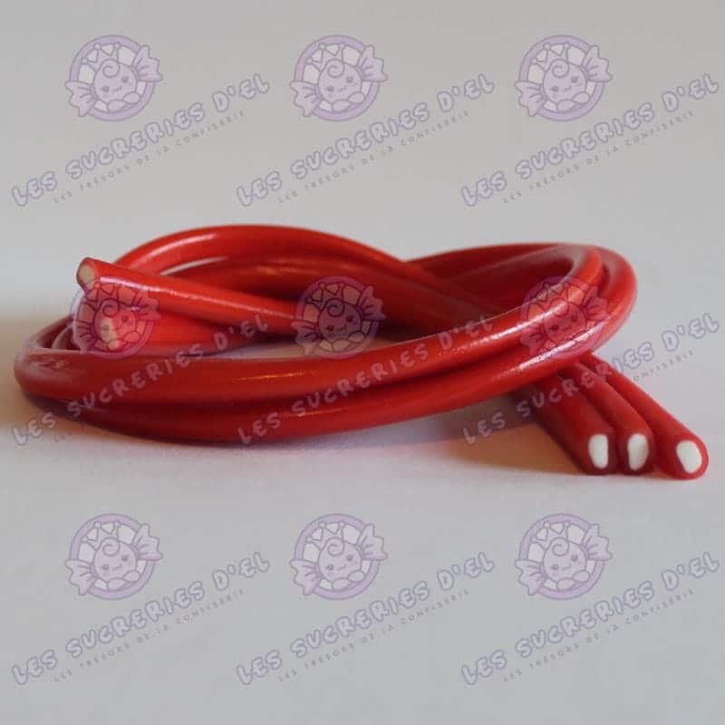 Câble fraise lisse - bonbon câble fourré saveur fraise