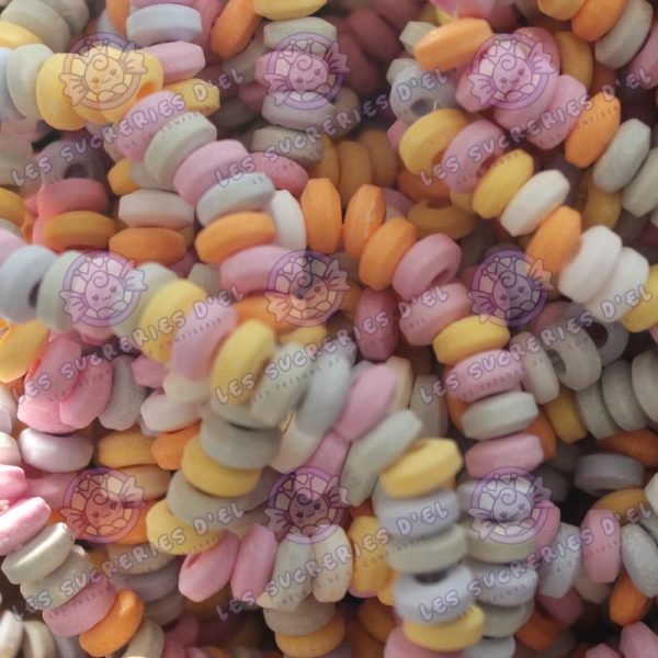 Collier Look o Look, bonbons en dextrose en forme de collier avec des perles colorées à croquer, évoquant la nostalgie des douceurs d'enfance.