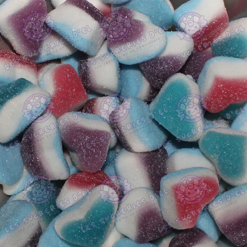 Image des Love Pik Haribo, petits cœurs fruités rouges enrobés d'une touche acidulée, parfaits pour une attention gourmande et sucrée.