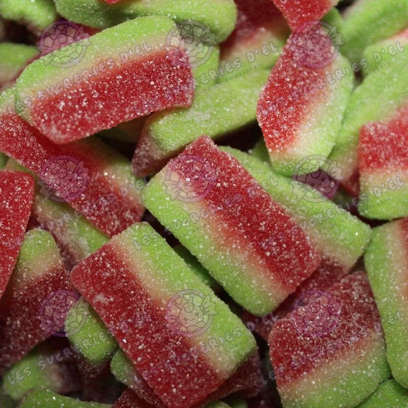 Tranches de pastèque Halal, bonbons moelleux et acidulés, au goût fruité de pastèque, 100% certifiés Halal et sans gluten, parfaits pour un plaisir sucré.